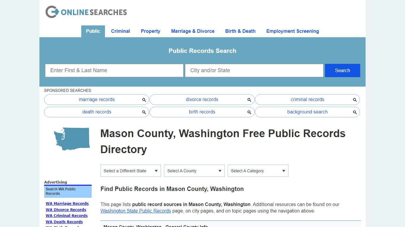 Mason County, Washington Public Records Directory