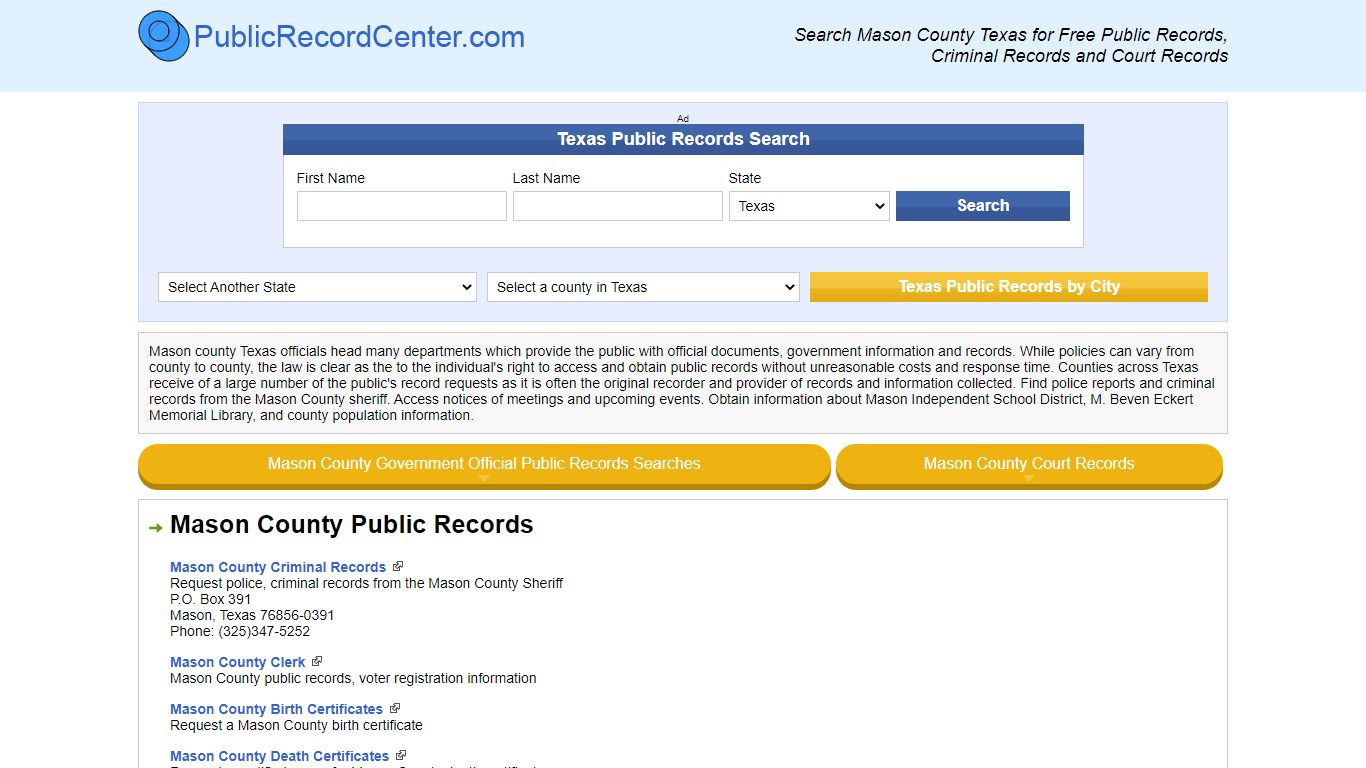 Mason County Texas Free Public Records - Court Records ...